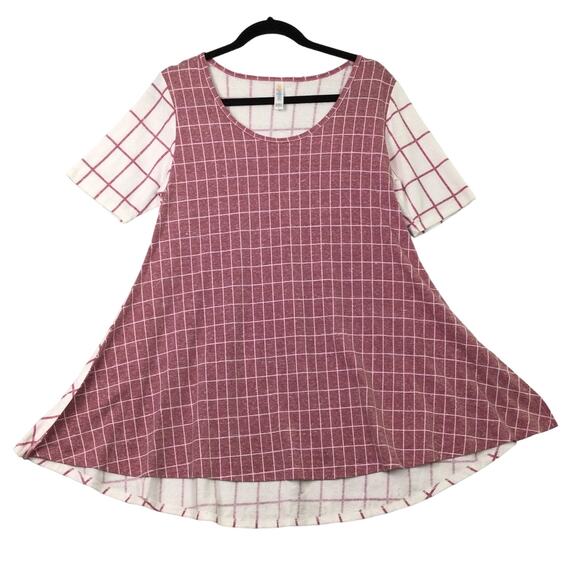 Lularoe Women's Window Pane Plaid Short Sleeve Round Neck T-Shirt Size Small - Picture 10 of 10